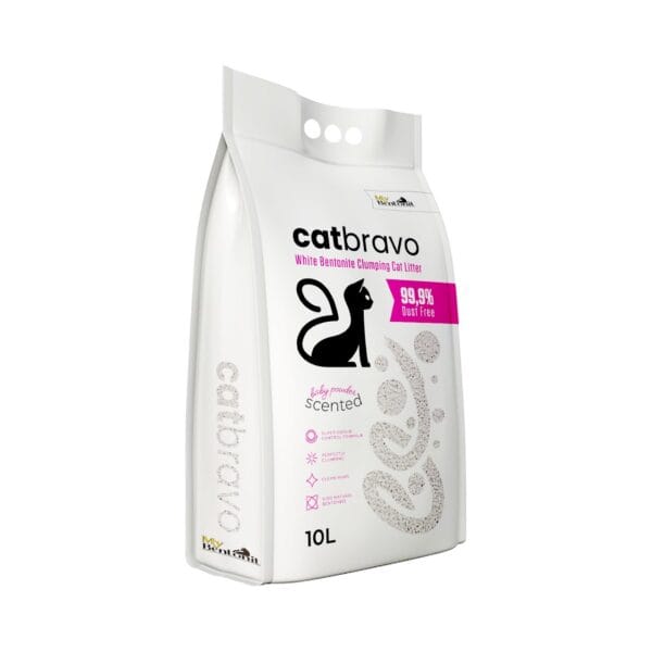 Catbravo Baby Powder Scented White Bentonite Clumping Cat Litter - Görsel 3