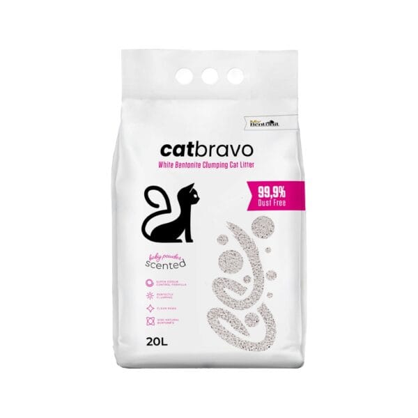 Catbravo Baby Powder Scented White Bentonite Clumping Cat Litter - Görsel 4