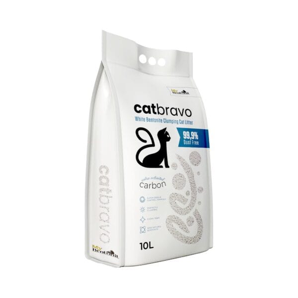 Catbravo Extra Activated Carbon White Bentonite Clumping Cat Litter - Görsel 3