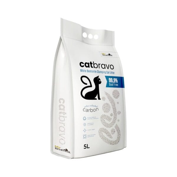 Catbravo Extra Activated Carbon White Bentonite Clumping Cat Litter - Görsel 2