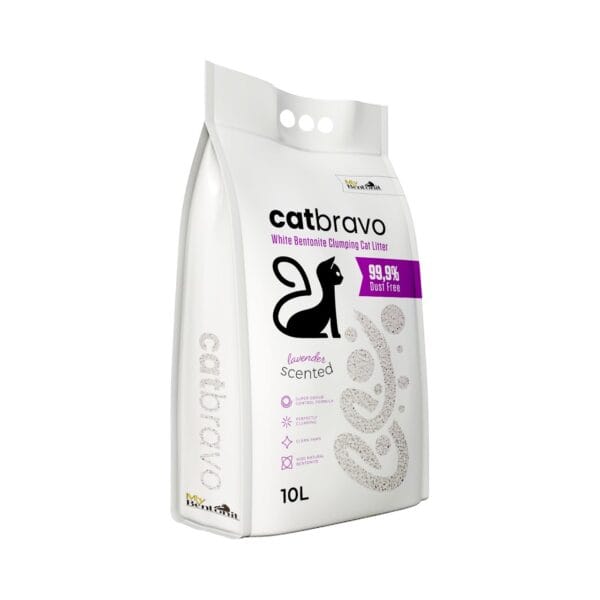 Catbravo Lavender Scented White Bentonite Clumping Cat Litter - Görsel 3